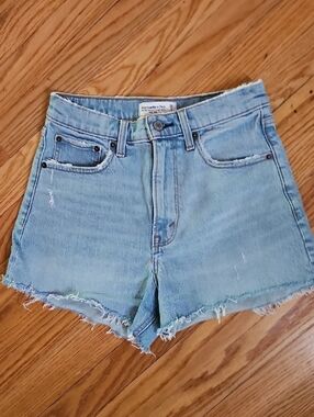 Abercrombie & Fitch Light Blue Frayed Denim Shorts